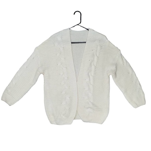 Pinstory Cream Knit Open Front Cardigan Sweater Size Small - Picture 1 of 6